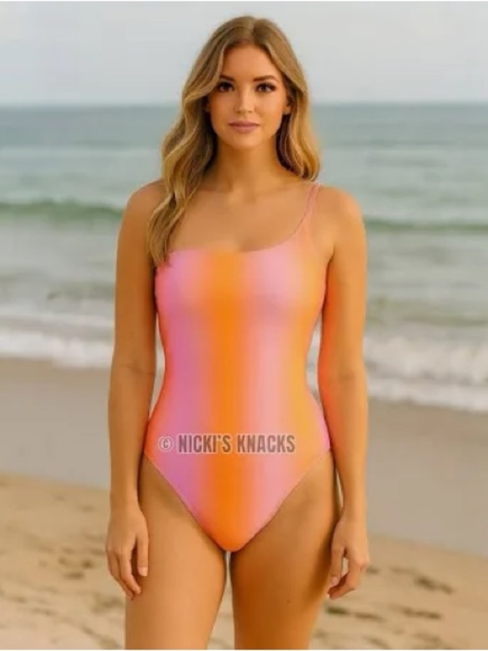 Kendall & Kylie Pink and Orange Ombre Scoop One-Piece